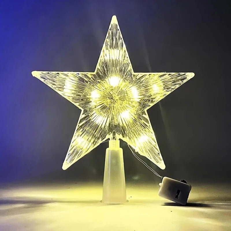 15 cm Weihnachtsdekoration, leuchtender Baumspitze, glitzernder leuchtender Stern, Weihnachtsbaumschmuck für Heimdekoration, Navidad, Neujahr 2026 Geschenk