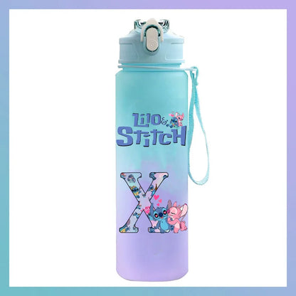 750 ml Lilo Stitch Brief A-Z Gedruckt Wasser Flasche Große Kapazität Trinken Tragbare Anime Outdoor Sport Wasser Tasse KINDER geschenk Gym