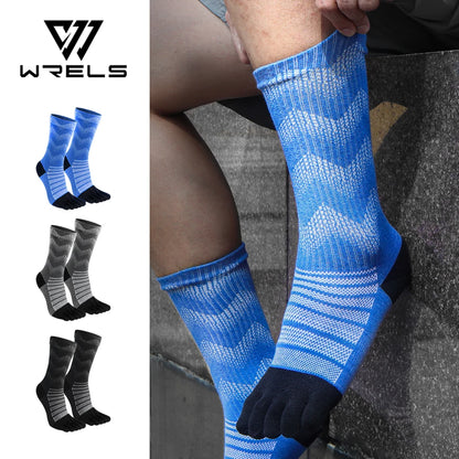 WRELS Thermosocken aus Merinowolle für Herren, feuchtigkeitsableitend, verdickt, warm, Ski, Wandern, Dämpfung, Kompression, Sport-Zehensocken