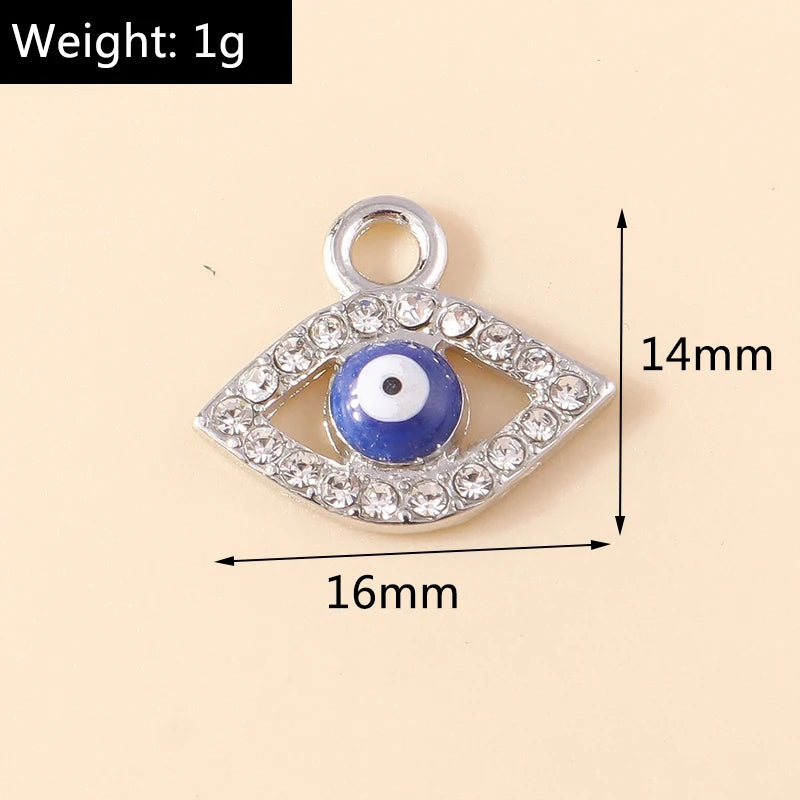 10 Stück Mixed Crystal Evil Eye Charms Türkische Lucky Blue Eye Charms Anhänger Anschlüsse für Armband Ohrringe Halskette DIY Schmuck