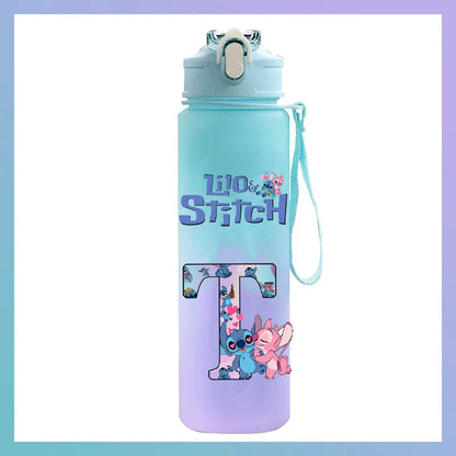 750 ml Lilo Stitch Brief A-Z Gedruckt Wasser Flasche Große Kapazität Trinken Tragbare Anime Outdoor Sport Wasser Tasse KINDER geschenk Gym
