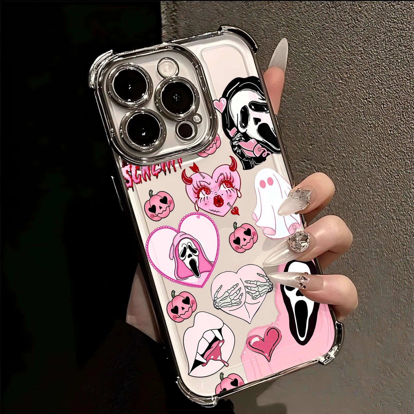 Hot Scary Screaming Art Neue Überzugshülle für IPhone 16 15 14 13 12 11 Pro Max X XR XSMax 7 8 6 Plus Anti-Fall-Airabag-Rückseite