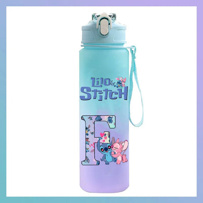750 ml Lilo Stitch Brief A-Z Gedruckt Wasser Flasche Große Kapazität Trinken Tragbare Anime Outdoor Sport Wasser Tasse KINDER geschenk Gym