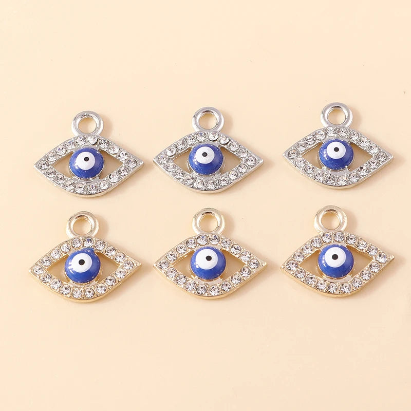 10 Stück Mixed Crystal Evil Eye Charms Türkische Lucky Blue Eye Charms Anhänger Anschlüsse für Armband Ohrringe Halskette DIY Schmuck