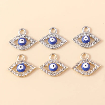 10 Stück Mixed Crystal Evil Eye Charms Türkische Lucky Blue Eye Charms Anhänger Anschlüsse für Armband Ohrringe Halskette DIY Schmuck