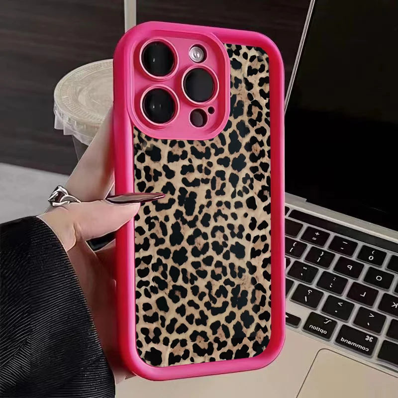 Mode Sexy Braun Leopard Silikon Soft Case Für iPhone 13 14 Pro Max 11 12 Mini 15 16 Plus SE2022 7 8 X XS XR Stoßfest Abdeckung