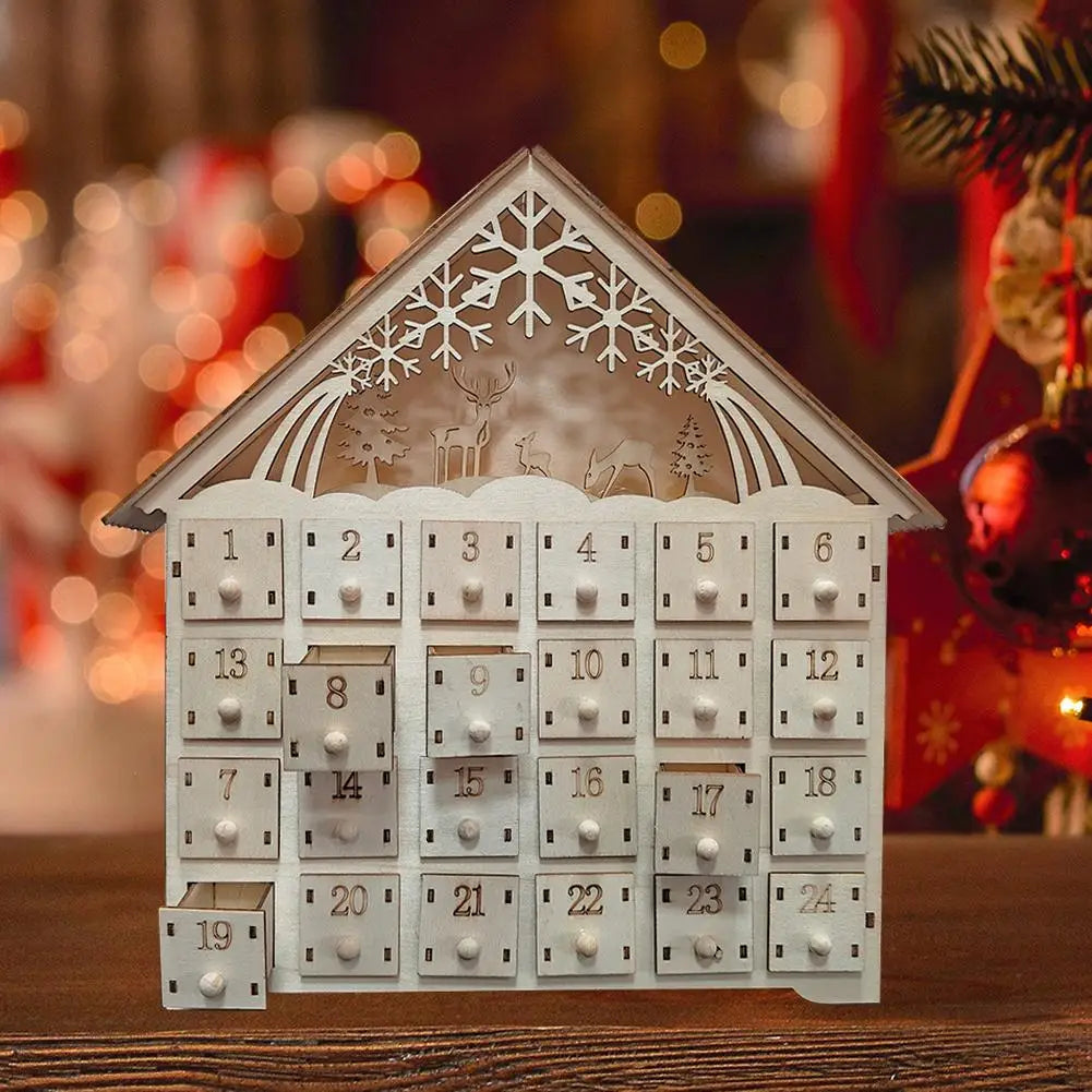 Weihnachts-Adventskalender, 24-Tage-Countdown-Dekoration, Weihnachten, wiederverwendbare Holzdekoration, Tischplatte, abnehmbar, A8i6
