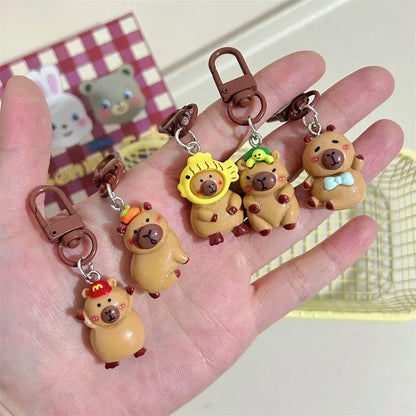 1-10Pcs Lustige Cartoon Capybara Schlüsselanhänger Frauen Männer Charme Harz Glänzend Flatback Tier Anhänger Schlüsselring Schmuck, Die Entdeckungen