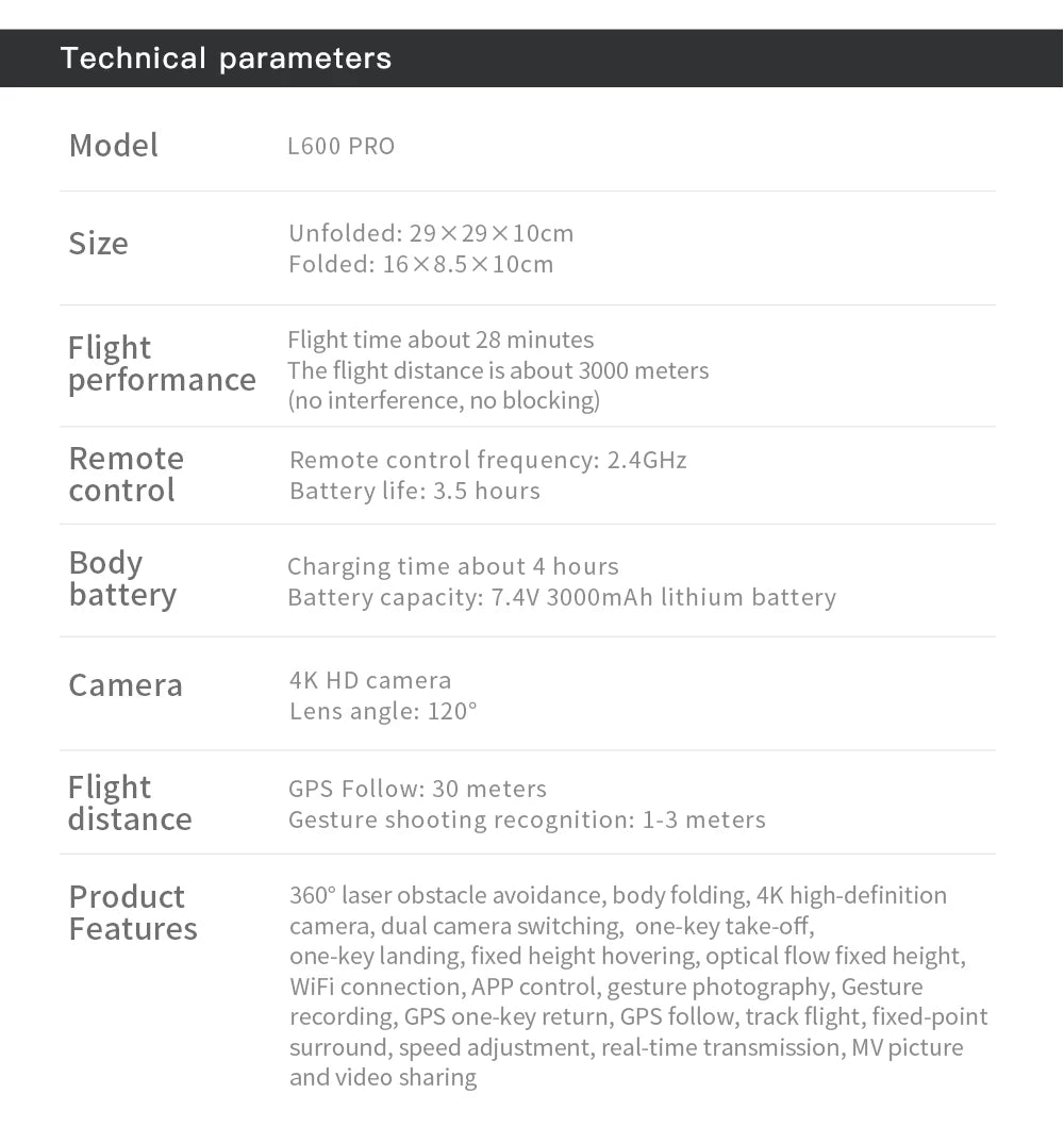 L600 PRO GPS-Drohne, professionelle 4K HD Dual-Kamera 360° °   Hindernisvermeidung Bürstenloser Motor 5G WIFI FPV RC Quadcopter Spielzeug Eders