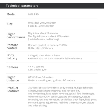 L600 PRO GPS-Drohne, professionelle 4K HD Dual-Kamera 360° °   Hindernisvermeidung Bürstenloser Motor 5G WIFI FPV RC Quadcopter Spielzeug Eders