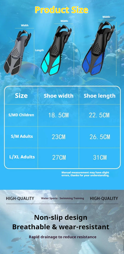 1 Paar verstellbare Schnallen-Schnorchelflossen mit offenem Absatz für Erwachsene, Männer und Frauen, Tauchen, Schwimmausrüstung, Outdoor-Wassersport