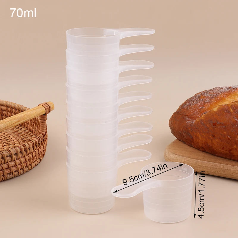 10 Teile/satz Messlöffel Mit Skala 30/50/60/70 ml Transparent Kunststoff Milch Pulver Löffel Küche backen Messbecher