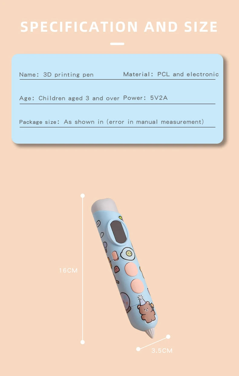 3D-Stift Drucks tift 3D-Druck Cartoon-Muster für Kinder niedrige Temperatur mit kostenlosen pcl Filament Smart Toys Geschenk für Jungen und Mädchen