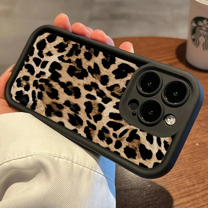 Mode Sexy Braun Leopard Silikon Soft Case Für iPhone 13 14 Pro Max 11 12 Mini 15 16 Plus SE2022 7 8 X XS XR Stoßfest Abdeckung