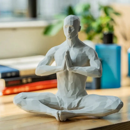 3D-gedruckte meditierende Mannfigur, minimalistische Heimdekoration, Statue für Wohnzimmer, Desktop-Ornament, einzigartiger spiritueller Dekor-Akzent