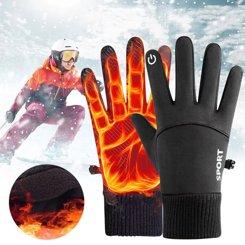 Winter Warme Volle Finger Wasserdicht Winddicht Radfahren Outdoor Sport Laufen Motorrad Ski Touchscreen Fleece Handschuhe