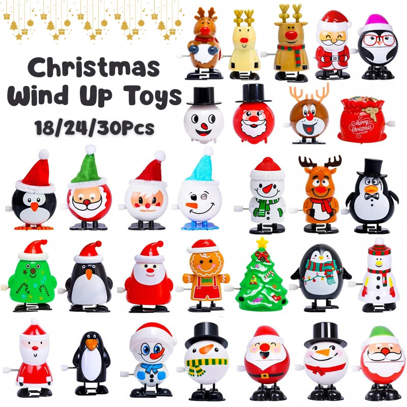 18-30 Stück Weihnachts-Windspielzeug, verschiedene Uhrwerksspielzeuge, Weihnachtsstrumpffüller für Weihnachtsfeiern, Gastgeschenke, Goody Bag Filler