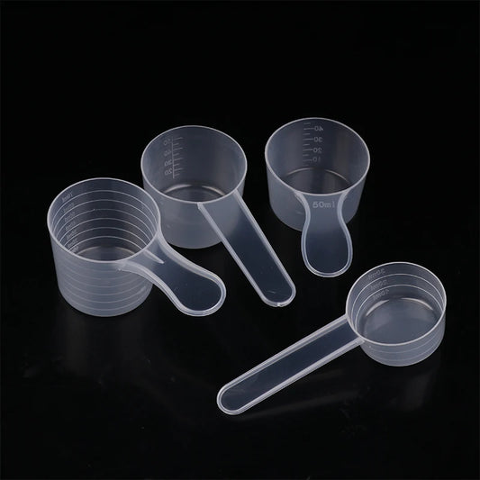 10 Teile/satz Messlöffel Mit Skala 30/50/60/70 ml Transparent Kunststoff Milch Pulver Löffel Küche backen Messbecher