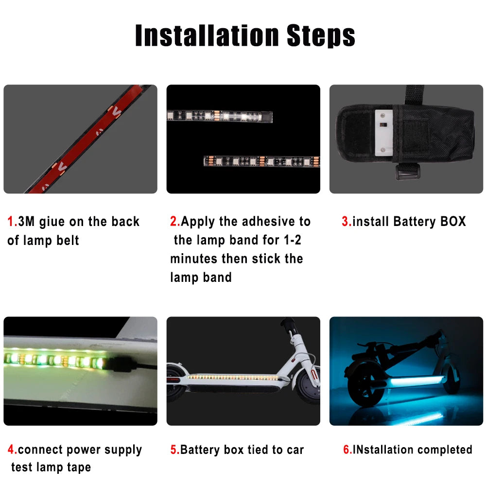 LED Streifen Taschenlampe Bar Lampe Für Xiaomi M365/Max G30 Elektrische Roller Faltbare Bunte Nacht Sicherheit Licht Radfahren Dekoration
