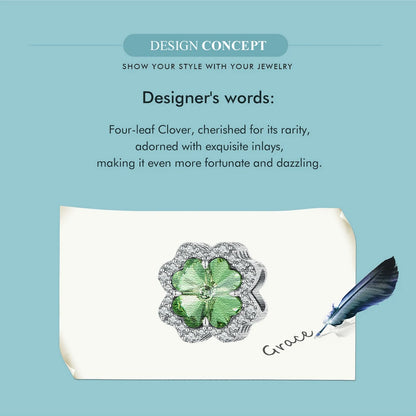 WOSTU Charms-Anhänger aus 925er-Sterlingsilber, grüner Baum des Lebens, Glücksklee-Perlen, passend für Original-Armbänder, Halsketten, DIY-Schmuck, Geschenk