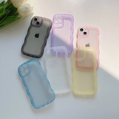 Für iPhone 17 Air 16 15 14 13 12 11 Pro Max Mini XS Plus Hülle Niedliche klare lockige Welle Hybrid stoßfeste Stoßstangenabdeckung Soft Fundas