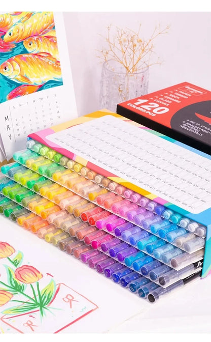 12-120 Farben Acrylfarben Stifte Marker Pinselspitze Farbmarker für Felsmalerei Holz Leinwand Stein Weihnachtsgeschenk DIY Handwerk