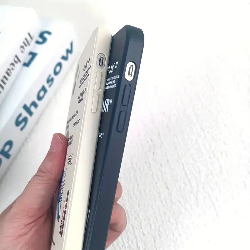 Hülle für iPhone 15 14 13 12 11 XSM X XR 6 7 8 Plus Wasserdichte Soft Case Schwarz Weiß Air Case Full Protect Case iPhone 12