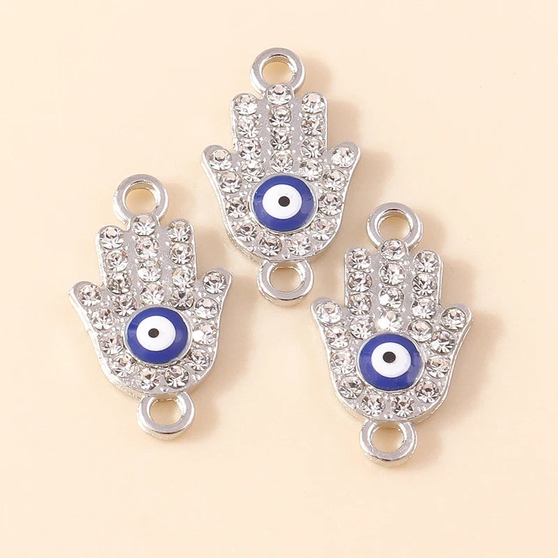 10 Stück Mixed Crystal Evil Eye Charms Türkische Lucky Blue Eye Charms Anhänger Anschlüsse für Armband Ohrringe Halskette DIY Schmuck