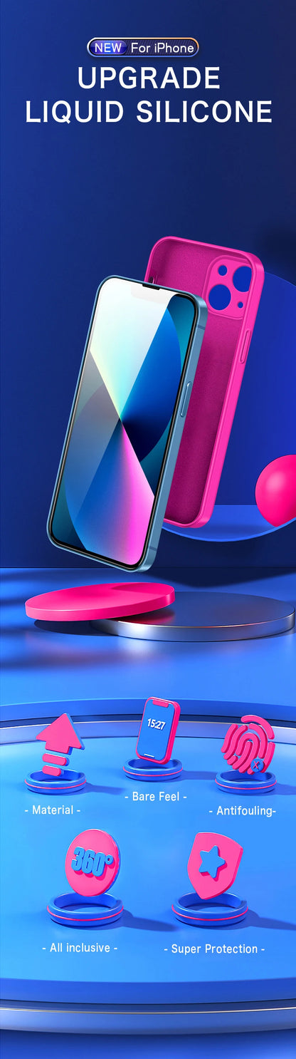 Offizielle weiche Silikon-Hülle in einfarbiger Farbe für iPhone 16 15 14 13 11 12 Pro Max 16 Plus, stoßfester Schutz, rutschfeste Abdeckung