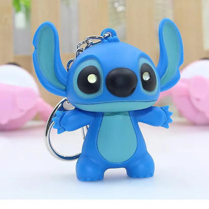 Lilo und Stitch Engel leuchtender Klang Schlüsselanhänger Cartoon Animation Kinder Erwachsene Geschenk Reißverschluss Dekoration Spielzeug Modell Ornament Puppe DIY