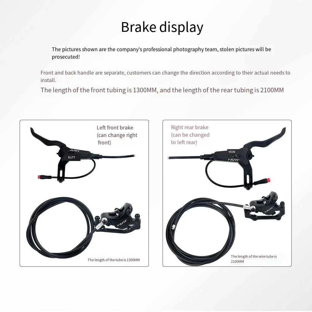 NUTT 2 Kolben Elektrofahrrad Hydraulische Bremsen 140 160 180 mm Rotor für Zero 10X 11X KUGOO G1 G2 Pro Elektroroller Bremssatz