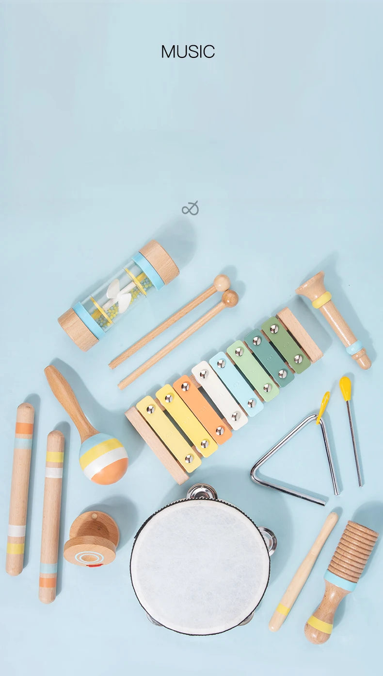 Wooden Musical Instrument Montessori Music Set Baby Children Percussion Instrument Toy Early Educational Knocking Toys for Kids