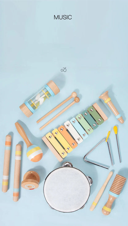 Wooden Musical Instrument Montessori Music Set Baby Children Percussion Instrument Toy Early Educational Knocking Toys for Kids
