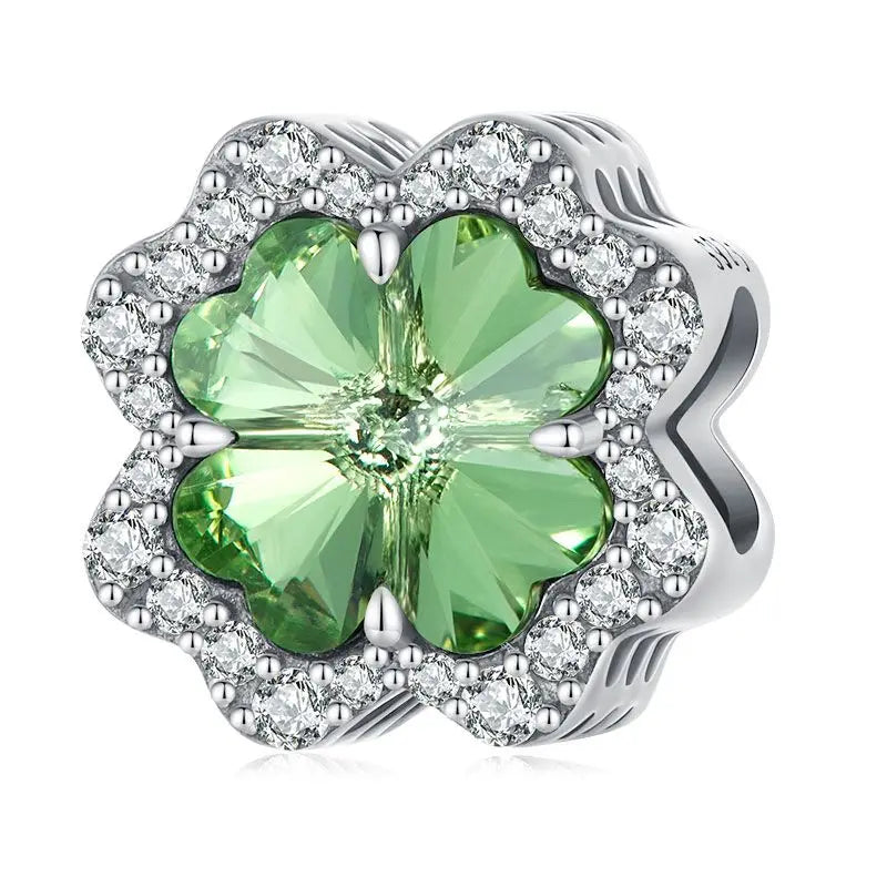 WOSTU Charms-Anhänger aus 925er-Sterlingsilber, grüner Baum des Lebens, Glücksklee-Perlen, passend für Original-Armbänder, Halsketten, DIY-Schmuck, Geschenk