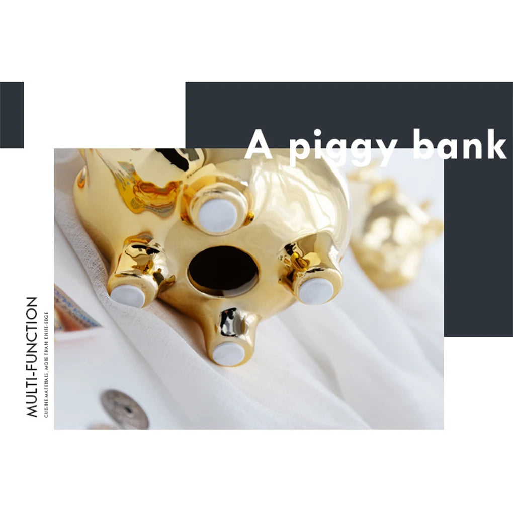Sparschwein aus Keramik, goldenes Schweinchen, niedliches Münzsparschwein, Glücksschwein, Dekoration, kreative Heimtextilien, einfacher Zugang, Geldbanken, Neu