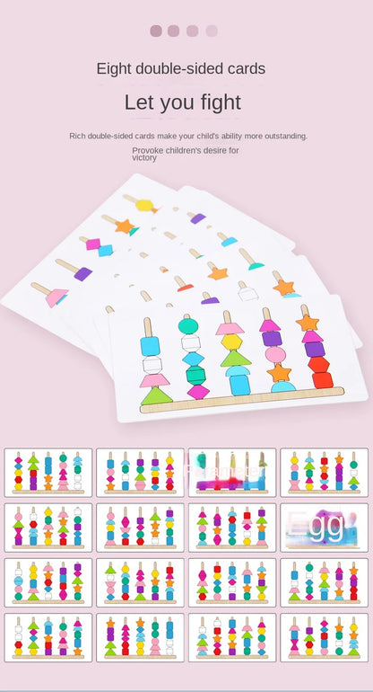 Montessori Holzspielzeug Farbform passendes Puzzlespiel Bunte Perlen Farbkognition Frühes Lernspielzeug Geschenk für Kinder