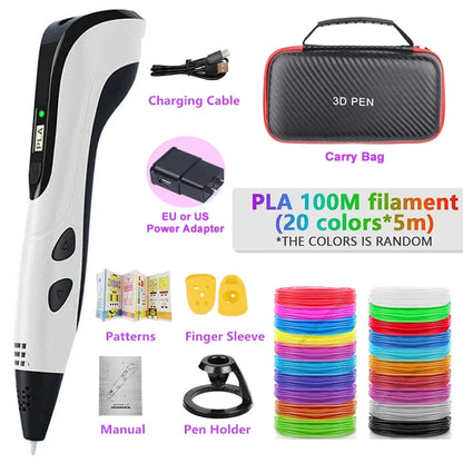 3D-Druckstift DIY Stifte 3D-Stift für Kinder Kinder kreative Kinder Geburtstags geschenk mit Pla Filament tragbare Reise Fall neu
