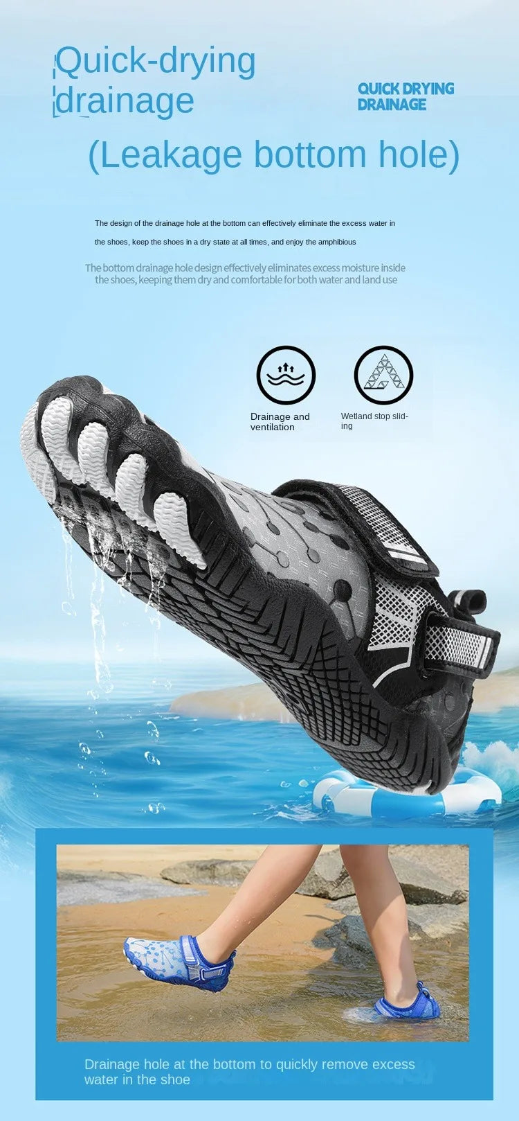 Wasserschuhe Strandschuhe für Kinder Schnelltrocknend Atmungsaktive Barfuß-Schwimmwasserschuhe Outdoor-Sneaker Flusshausschuhe Wasser s
