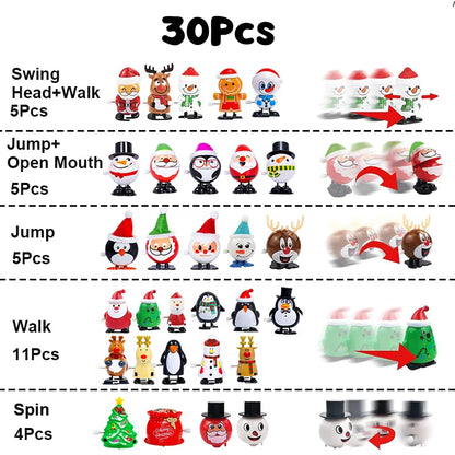 18-30 Stück Weihnachts-Windspielzeug, verschiedene Uhrwerksspielzeuge, Weihnachtsstrumpffüller für Weihnachtsfeiern, Gastgeschenke, Goody Bag Filler