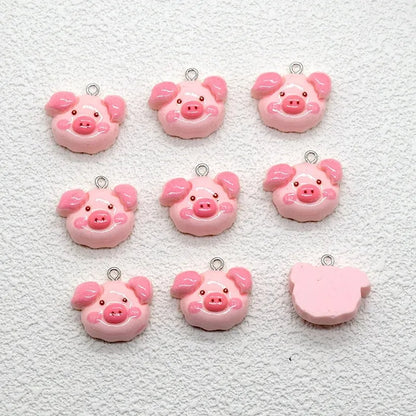 10 Stück Kawaii leuchtend rosa Schwein Harz Charms Cartoon Flatback Tier Ohrring Schlüsselanhänger Anhänger DIY Schmuck machen
