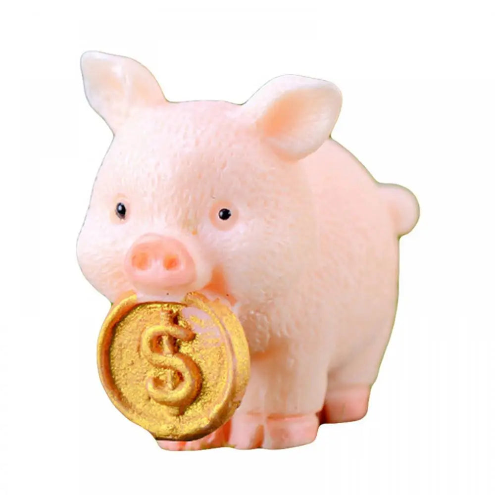Niedliche Verzierung Harz Miniatur Geld Glück Schwein Figur Statue DIY Tisch Auto Armaturen brett Puppen für Ohrring Schlüssel bund Schmuck herstellung