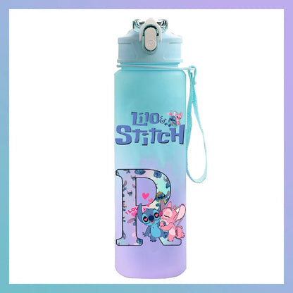 750 ml Lilo Stitch Brief A-Z Gedruckt Wasser Flasche Große Kapazität Trinken Tragbare Anime Outdoor Sport Wasser Tasse KINDER geschenk Gym