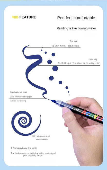 12-120 Farben Acrylfarben Stifte Marker Pinselspitze Farbmarker für Felsmalerei Holz Leinwand Stein Weihnachtsgeschenk DIY Handwerk