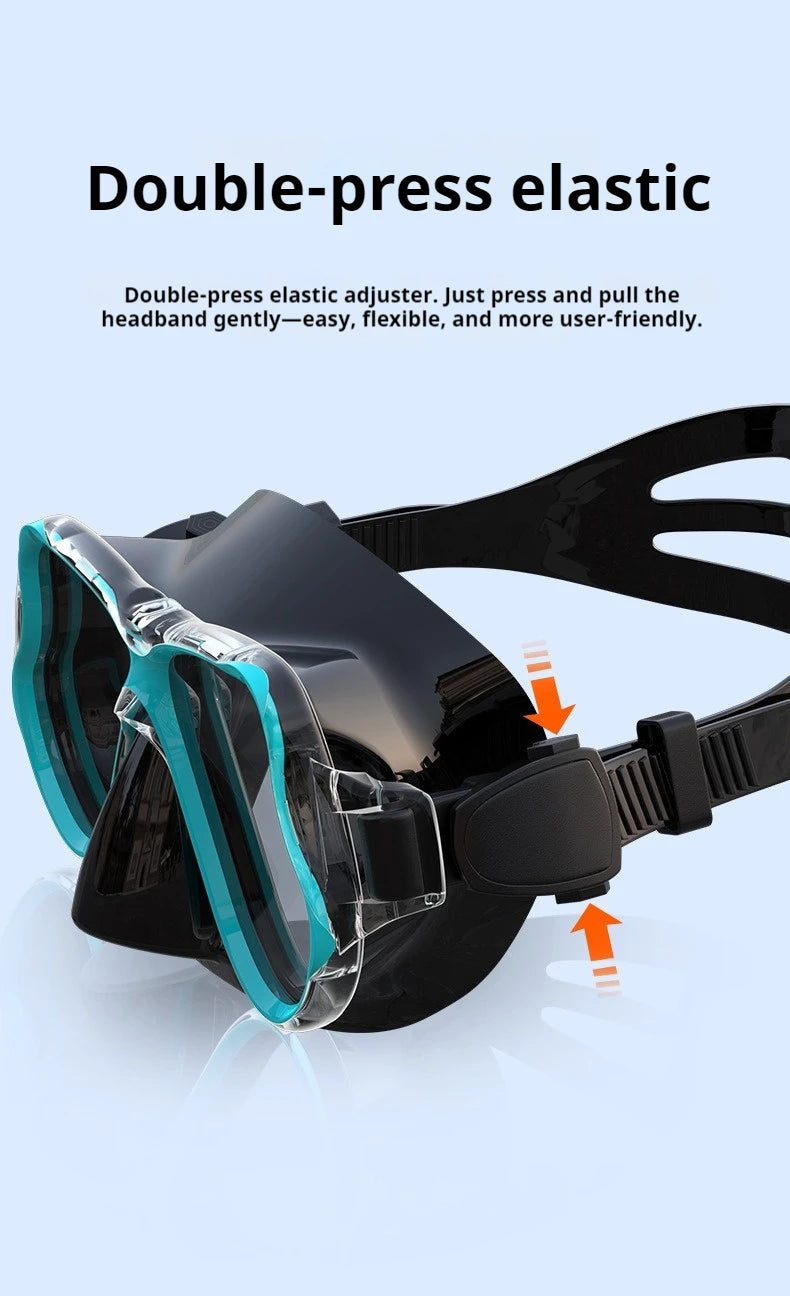 Professionelles Antibeschlag-Schnorchelset für Erwachsene – Set aus Panorama-Tauchmaske und Schwimmtrainingsgeräten aus gehärtetem Glas