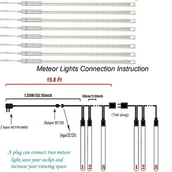 30 cm/50 cm Wasserdichte Meteorschauer Regen 8 Röhre LED Lichterketten Für Outdoor Urlaub Weihnachten Dekoration Baum EU/US/AU/UK Stecker