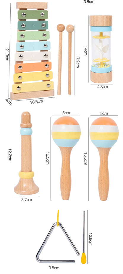 Wooden Musical Instrument Montessori Music Set Baby Children Percussion Instrument Toy Early Educational Knocking Toys for Kids