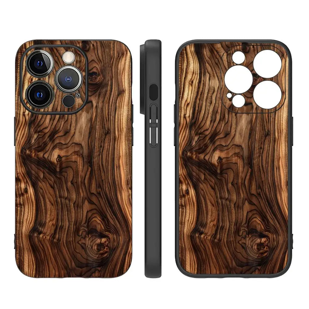 Kreative Handyhülle mit Holzmaserungsmuster, geeignet für iPhone 17, 16, 15, 14, 13, 12, 11, Pro/Max/Plus, All-Inclusive-Frosted-Softshell
