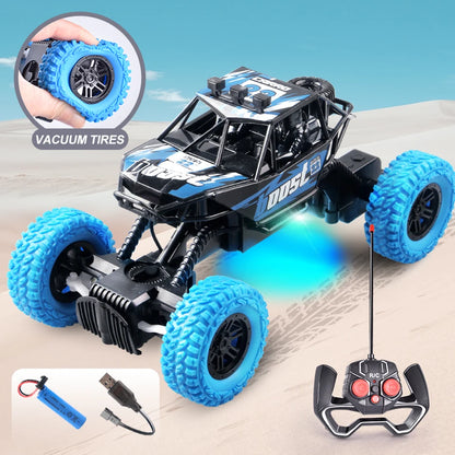 Ferngesteuertes Auto mit bunten Blinklichtern, Gummiräder, Offroad-Spielzeugauto, geeignet für Weihnachtsgeschenke für Kinder
