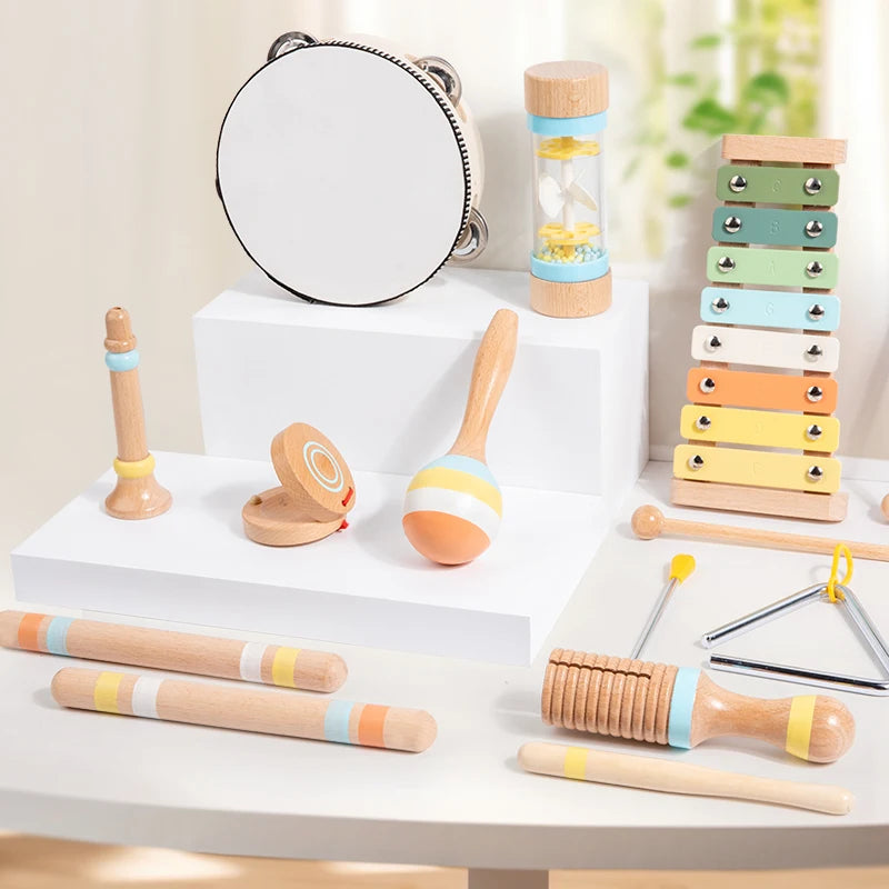 Wooden Musical Instrument Montessori Music Set Baby Children Percussion Instrument Toy Early Educational Knocking Toys for Kids