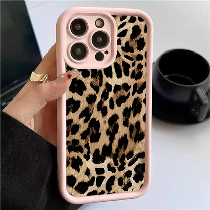 Mode Sexy Braun Leopard Silikon Soft Case Für iPhone 13 14 Pro Max 11 12 Mini 15 16 Plus SE2022 7 8 X XS XR Stoßfest Abdeckung